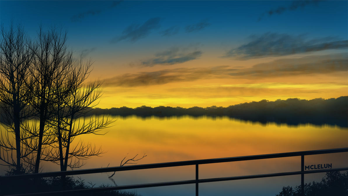 Painting Evening Lake Scene